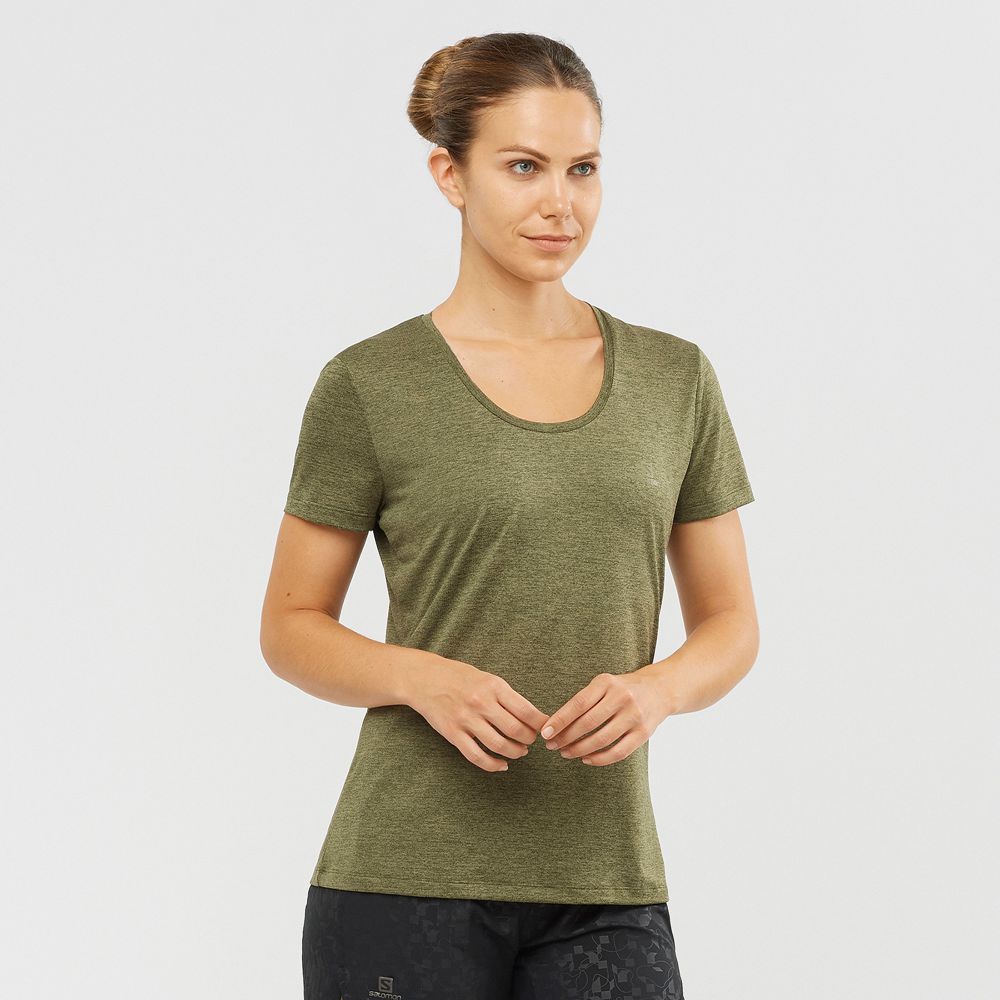 T-Shirts Salomon Femme Vert Olive - Salomon AGILE - France (0825-XGQOC)